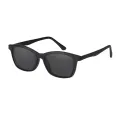 Pam - Rectangle Black Clip On Sunglasses for Men & Women